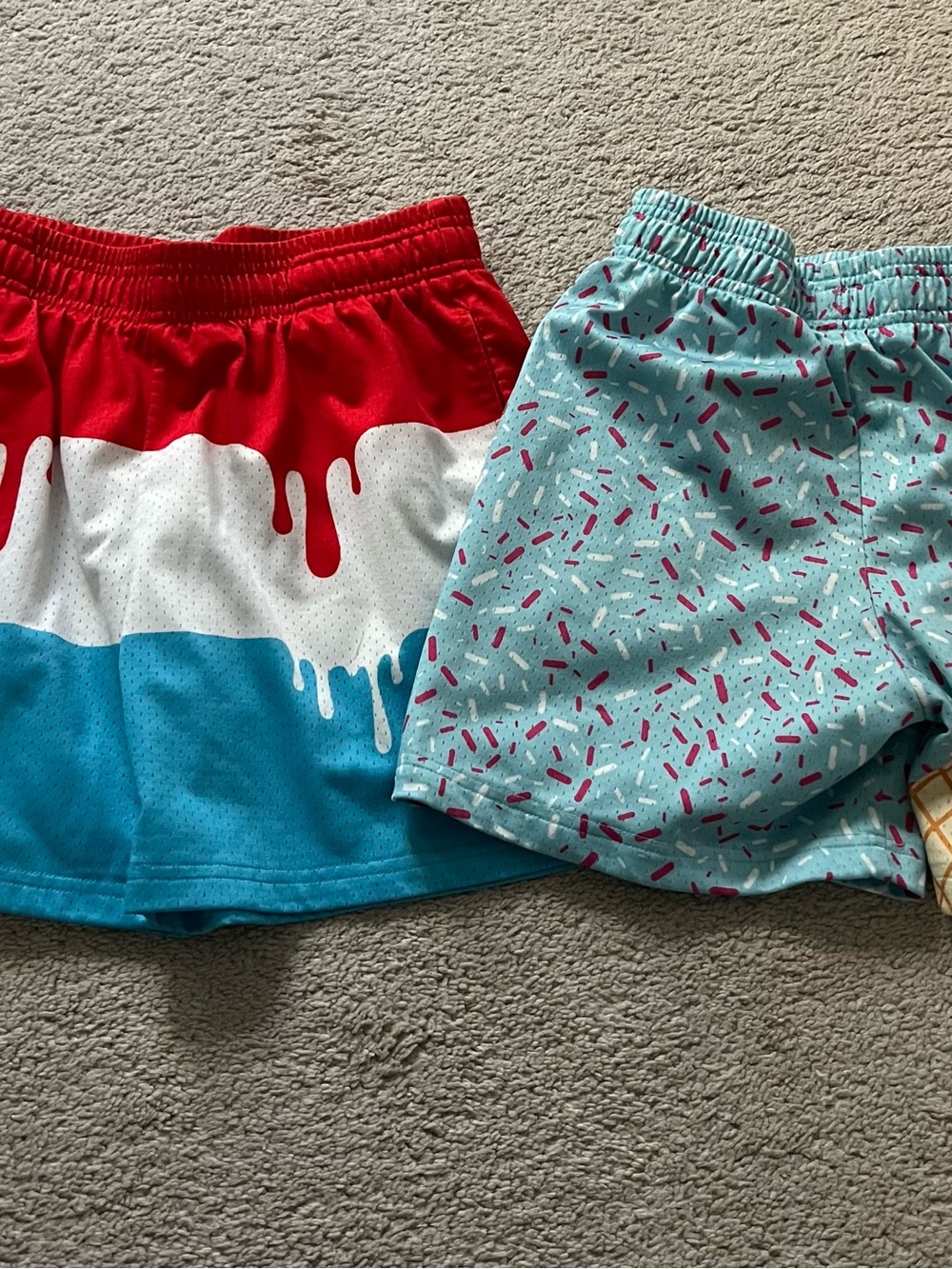 Kids' Red, White & Blue Swim Shorts with Sprinkle-Print Accent
